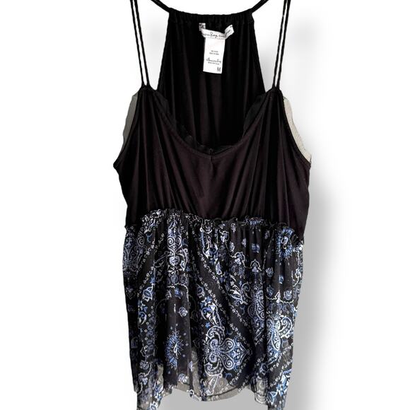 American Rag Cie Tank Top Black Pixie Mesh Hem Paisley Boho Festival Vibes M - Picture 7 of 11